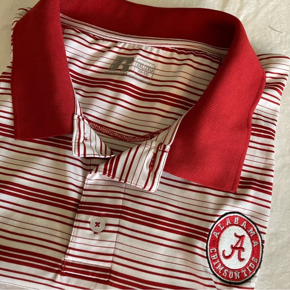 Men’s Russell Alabama Crimson Tide S/S Polo Shirt Size 2X (50-52) Red/White Logo - Picture 3 of 8